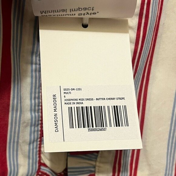 Anthropologie Damson Madder Dress Josephine Sailor Striped Collared Midi Sz US 2 - Picture 12 of 16